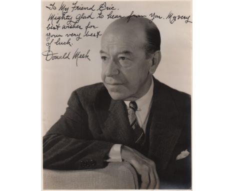  MEEK DONALD: (1878-1946) Scottish Character Actor, famous for his role in Stagecoach. Vintage signed and inscribed 7.5 x 9.5