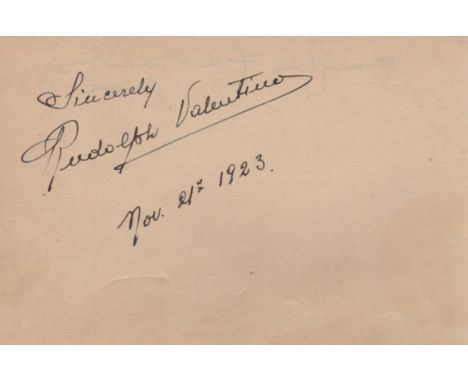  VALENTINO RUDOLPH: (1895-1926) Italian silent screen film actor and sex symbol. A fine, bold dark vintage fountain pen ink s