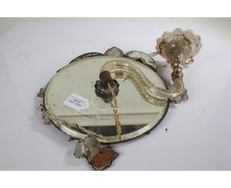 Mirror backed wall light, with circular mirror plate with a single branch and light fitting, 27cm wide