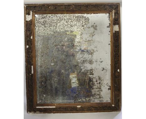 19th century gilt framed wall mirror, 94cm x 81cm, AF