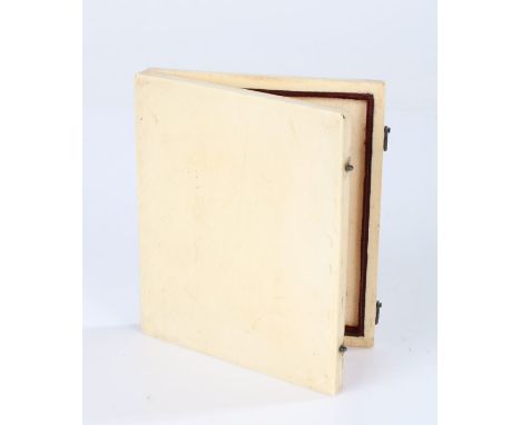 19th century ivory portrait miniature case, 12.5cm high
