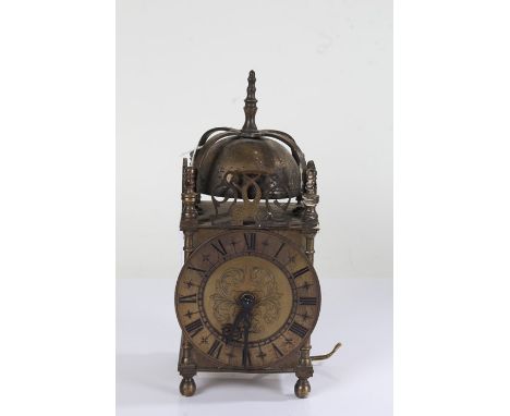 Lantern clock, with electrical workings, 24cm high