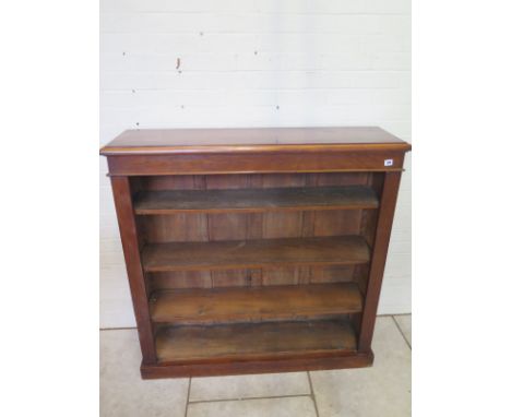 A Victorian mahogany four shelf book case with adjustable shelves, 121cm tall x 121cm x 33cm - in solid condition 