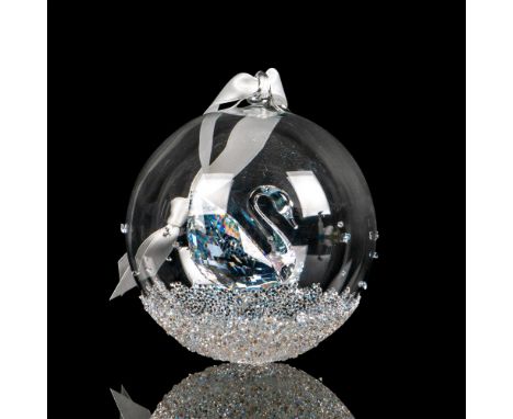 Glass ball ornament part of the Christmas Ball ornament, made with the i once crystal swan and decorated with tiny miniature 