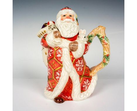 Add holiday flair to your collection with this charming figural teapot showcasing Santa carrying his sack of toys. The teapot