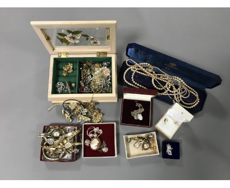 A quantity of costume jewellery and sterling silver jewellery, watches including Sekonda, Rotary etc 