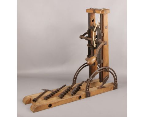 A 19th century beam drill / wood boring tool. With drill bits and original chuck key.  