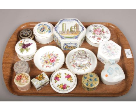A tray of pin dishes and trinket boxes etc including Royal Worcester.  