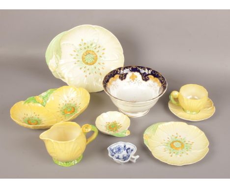 A quantity of Carltonware moulded in the yellow poppy design, an early 19th century Ridgway slop bowl and a Meissen blue and 