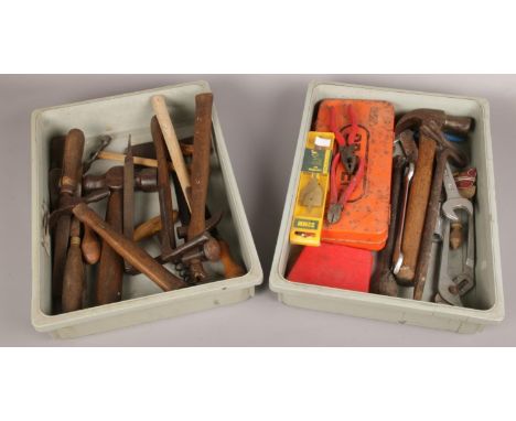 A collection of vintage hand tools, hammers, spanners, files etc  