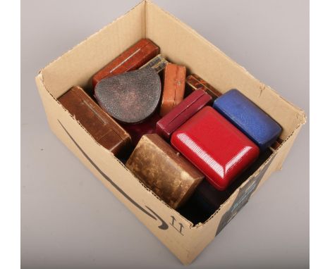A box of empty jewellery boxes to include vintage examples etc.  