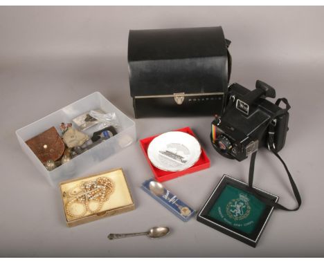 A group of collectables, to include Polaroid camera, novelty acorn cruets, collector's spoons etc.  