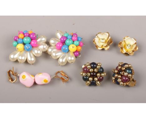 A collection of approximately 42 pairs of vintage clip on and screw back costume jewellery earrings.  