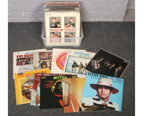 A box of LP records to include Rolling Stones, Beach Boys, Elton John, Stevie Wonder etc.  