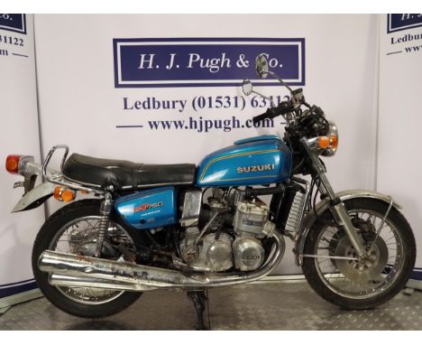 Suzuki GT750 motorcycle. 1976. 750ccFrame No. GT750-65235Engine No. GT750 85513Engine turns over. Has had a full engine rebui