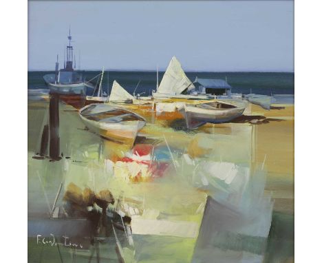 ▴ Fabio Costantino (Italian, b.1952)Harbour scenesigned 'F.Costantino' l.l., oil on canvas70 x 70cmCondition ReportFramed 85 