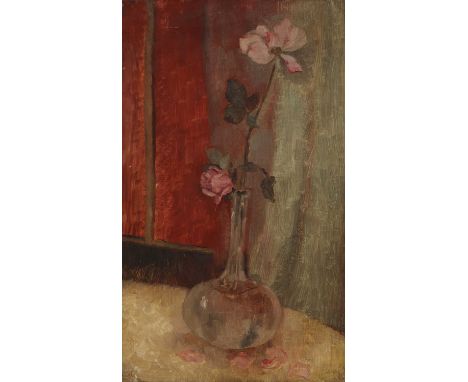 ▴ Nancy Sharp (1909-2001)'Pink Roses', c.1948oil on canvas51 x 30.5cmProvenance: Sally Hunter Fine Art, from the Artist's Stu