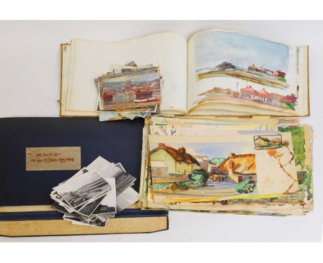 Leonard Richmond (1889-1965)A collection of watercolours, and a sketchbook containing pencil and watercolour landscape studie