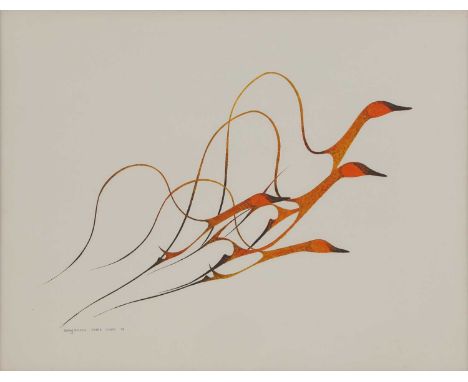 Benjamin Chee Chee (Canadian, 1944-1977)'Spring Flight'lithograph in colours on wove paper, 1974, signed and dated in the pla
