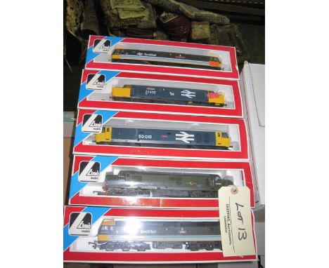 Lima; five boxed diesel locomotives; 47709 The Lord Provost, Scot Rail, 37402 Oor Wullie, British Rail, 50015 Valiant British