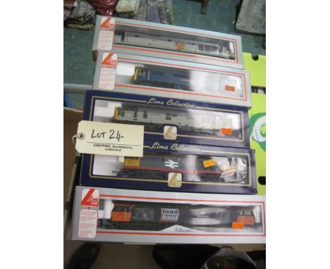 Lima; five boxed diesel locomotives, 50149 Defiance, 87019 Winston Churchill, 37715 Mainline, 31107 Rail Freight, 60059 Swind
