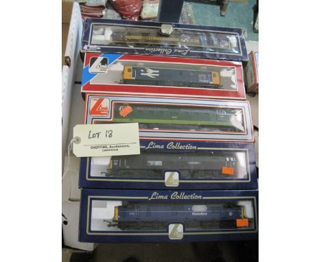 Lima; five boxed diesel locomotives, 60012 EWS, 73142 Broadlands, British Rail, D9007 Pinza, 47799 Prince Henry, 37798 Mainli