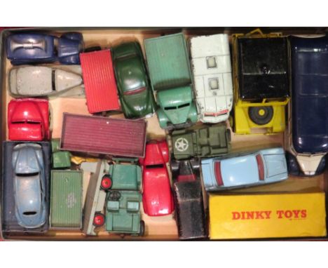 Dinky Toys. Bedford tipper truck; Jeep; Leyland Comet (repainted); Royal Mail van; 190 Caravan; 25Y Jeep; BEV truck; Mechanic