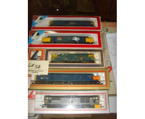 Lima; five boxed diesel locomotives , 87007 City of Manchester, 37310 British Steel Ravenscraig, 33056 The Burma Star, 40023 