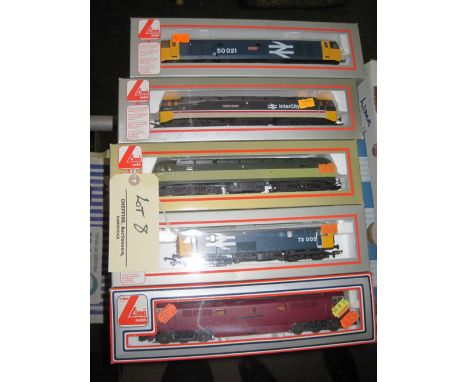 Lima; five boxed diesel locomotives, 50021 Rodney British Rail, 47613 North Star - Inter City, D1574, 73002 British Rail, (5)