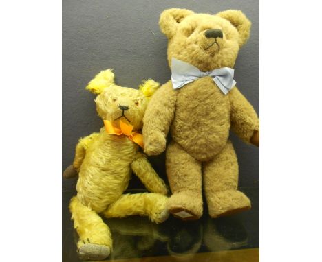 A 1930s Chad Valley Teddy Bear, pale brown, refurbished for the owner by the firm in 1954 with added maker's label, and anoth