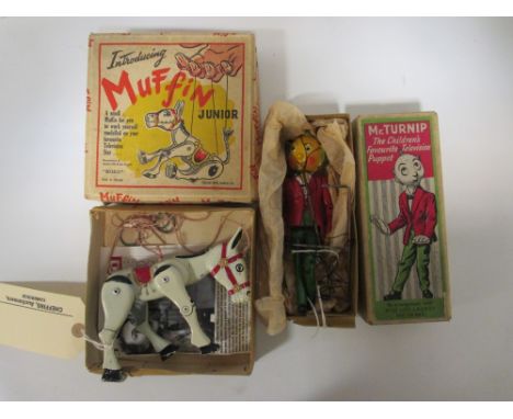 Moko Muffin Junior Puppet, boxed, together with a Luntoy Mr Turnip puppet (2)  