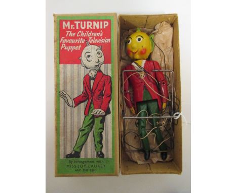 A painted metal puppet of Mr Turnip by Luntoy, boxed (good)  