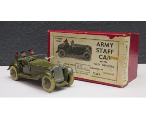 Britains No. 1448 Army Staff Car [1936 version but possibly later issue] with Khaki Green Staff Car with white treaded rubber