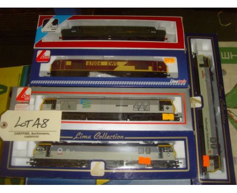 Lima; five boxed diesel locomotives, D6755 British Railways, 67004 EWS, 60002 Capability Brown, 92023 Charles Dickens Railfre