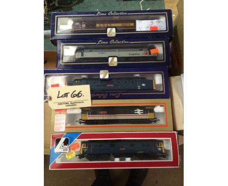 Lima; five boxed diesel locomotives, 47376 Freight Liner 1995, 60019 EWS, 55017 The Durham Light Infantry, 73125 Stewarts Lan