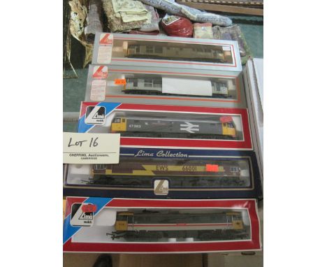 Lima; five boxed diesel locomotives, 31568 The Enginemans Fund, 31275 British Rail, 47363 Billingham Enterprise, 66001 EWS, 8