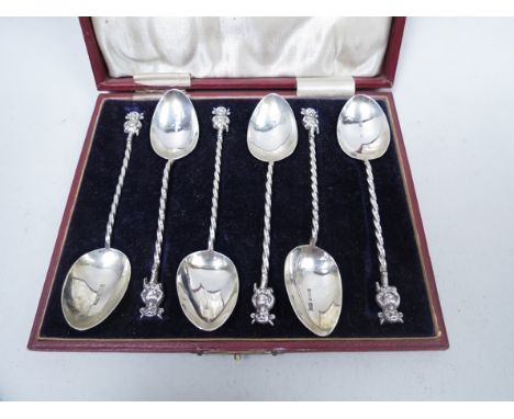 Six Thomas Edward Holden sterling silver Lincoln Imp coffee spoons, Birmingham 1910.  44g