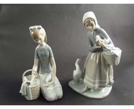Two Lladro figures of girls including one with basket 