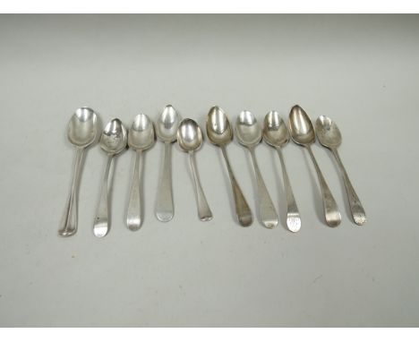 Ten silver teaspoons various dates and makers, 125g 