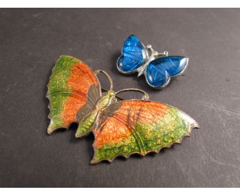 Two enamel brooches of butterfly form 