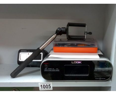 A logic clock radio, Selfie stick etc