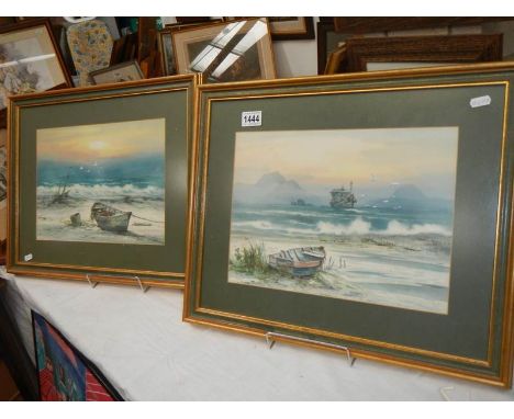 A good pair of mid 20th century seascape watercolours, COLLECT ONLY.