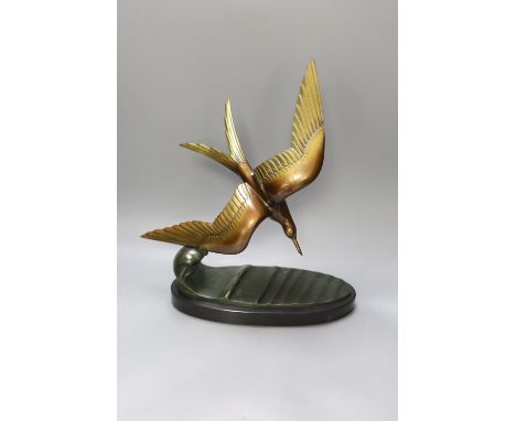 An Art Deco bronze tern, after Reniti - 43cm tall