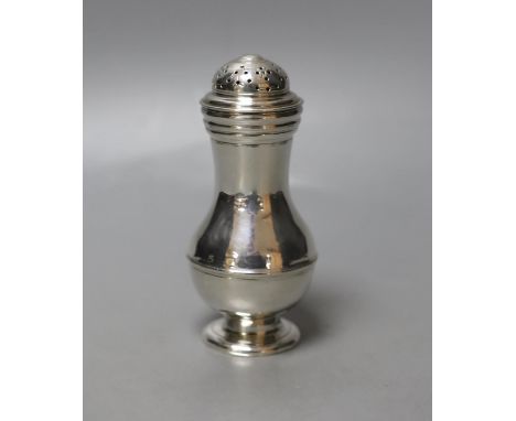 A George II silver baluster pepperette, London, 1735, 11.1cm.