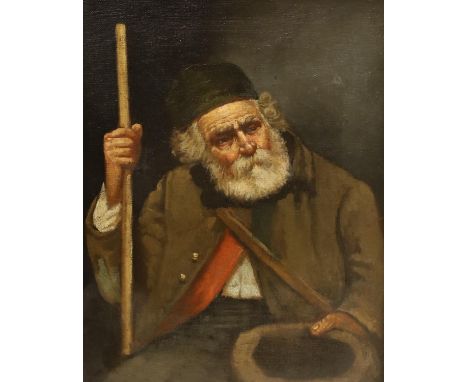 Continental School c.1900, oil on canvas, Portrait of an elderly gentleman, 26 x 21cm