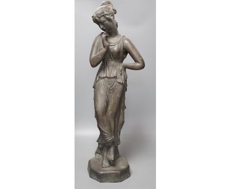 After the antique, bronze female figure, 63cm