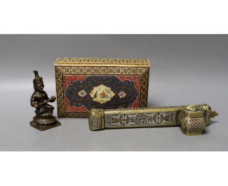 An Indo Persian group, scribes box, deity and cigarette box