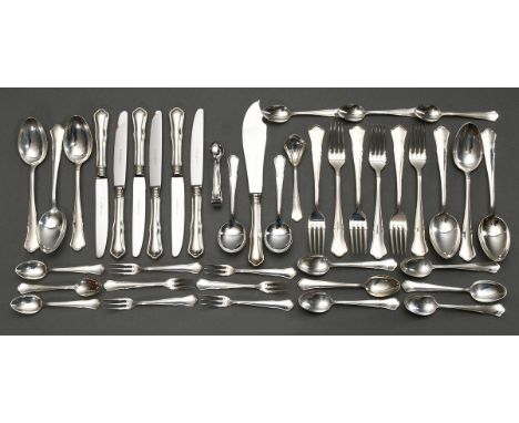 41 Teile Robbe &amp;amp; Berking Besteck "Alt Chippendale" für 6 Personen, Silber 925, 1586g (o. Messer), bestehend aus: je 6