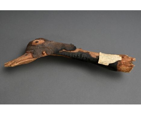 Janssen, Horst (1929-1995) "Ente", Holz/Filzstift (z.T. verbrannt) in der Art eines Ready-mades, mit angeheftetem Grußzettel 