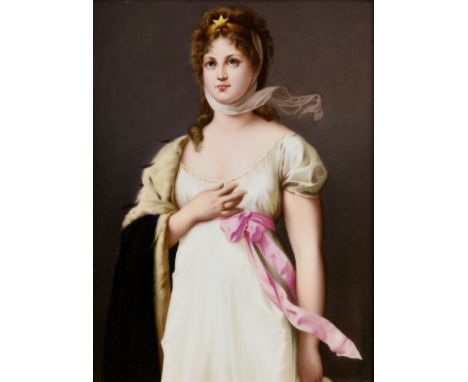 Porzellan Plakette mit lupenfeinem Portrait „Königin Luise von Preußen“ nach Gustav Karl Ludwig Richter (1823-1884), Pressmar